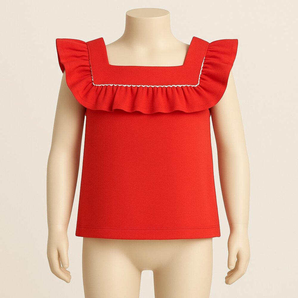 Janie and Jack Red Ruffle Tank Top Girls 5